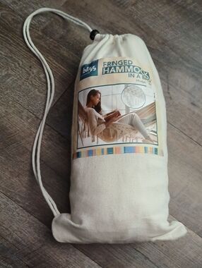 Bliss Cream Fringed Hammock in Carry Bag NEW #findyourbliss